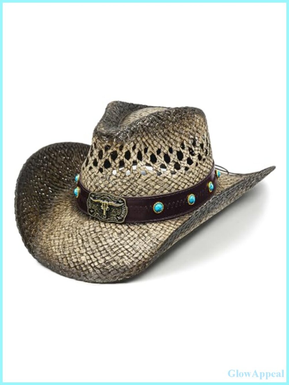 Women's Straw Cowboy Hat with Shapeable Brim for Beach, Country Music